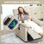 Poltrona Relax com Aquecimento Lombar e Massagem por Vibração Reclinável USB e Função de Memória 82x99x106 cm Bege