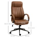 Cadeira de Escritório Ergonômica Giratória com Altura Ajustável Apoio para a Cabeça Apoio para o Braço e Encosto Acolchoado 61,5x52,5x118 - 126 cm Castanho