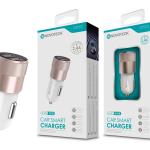 Carregador Automóvel Isqueiro Branco com Duas Portas USB 2.4A Dourado Q - 001