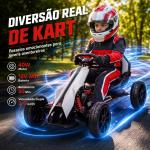 Go Kart Elétrico para Crianças Kart a Bateria 12V Velocidade Ajustável 3 - 5 km/h e Cinto de Segurança 100x58x58,5 cm Branco
