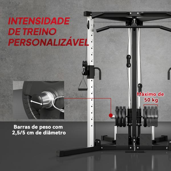 Máquina Multi Estação Musculação para Treino de Ombros Braços Carga 120 kg para Fitness Ginásio em Casa 170x139x200 cm Preto