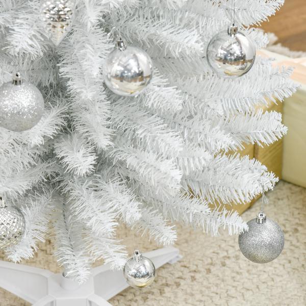 Árvore de Natal Artificial 210 cm Ignífugo com 199 Ramos de PVC Decoração de Natal para Interiores Branco