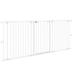 Barreira para Cães de Aço Barreira de Segurança para Animais de Estimação Dobrável de 3 Painéis Duplo Fechamento 206x90 cm Branco