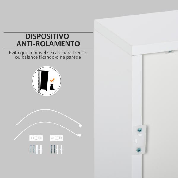 Aparador Auxiliar com 2 Portas 2 Gavetas e Prateleira Ajustável Abertura a Pressão Móvel Organizador de Armazenamento para Dormitório Sala de Estar 79x36x74cm Branco