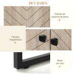 Aparador de Sala com 4 Portas com Design Chevron Prateleiras Ajustáveis Pés de Aço 140,5x40x81,5 cm Carvalho