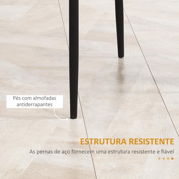 Conjunto de 4 Cadeiras de Sala de Jantar Estofadas em Couro Sintético com Encosto Alto e Pés de Aço 41x50x97 cm Preto