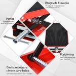 Plataforma de Elevação Tipo Tesoura com Altura Ajustável Carga 500kg 41,5x23,5x10 - 37cm Preto e Vermelho