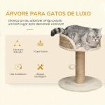 Arranhador para Gatos Pequeno 49 cm com Poste em Juta, Cama e Bola Pendente, 40x40x49 cm, Bege