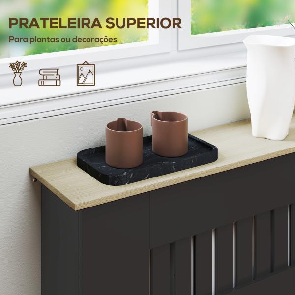 Cobertura para Radiadores Proteção Radiador de MDF 78x19x81 cm Desenho Moderno de Ripas Preto