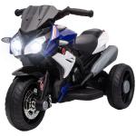 Moto Elétrica Infantil 6V com 3 Rodas Música Buzina e Faróis para Passeio de Crianças Azul 86x42x52 cm