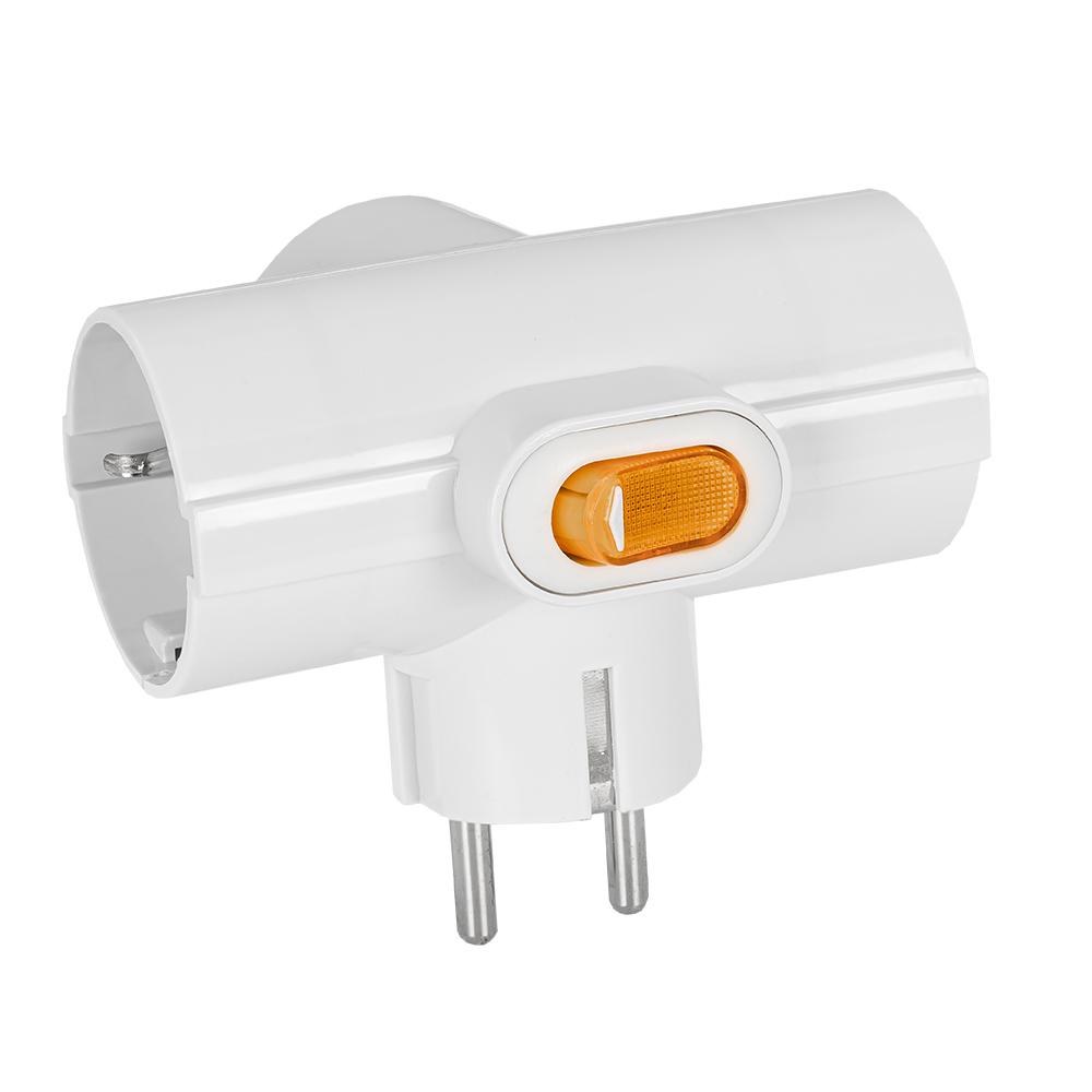 Tomada Tripla c/ Terra 16A 250V c/ Interruptor ON - OFF