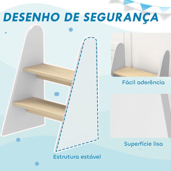 Banco para Crianças de 2 Degraus Torre de Aprendizagem Escada para Crianças acima de 3 Anos para Casa de Banho Cozinha 43x30x55 cm Branco