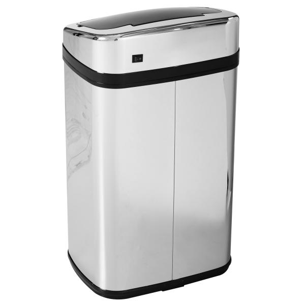 Balde de Lixo Inteligente de Aço Inoxidável 30L com Sensor Infravermelho de Abertura Automática 33x25x58 cm Prata e Preto