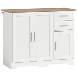 Aparador para Sala com 2 Gavetas, Armário de Cozinha com Prateleira Ajustável, 100 x 40 x 78 cm, Branco e Natural