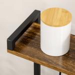 Estante de Cozinha com Ficha 2 Carregadores Prateleira Ajustável USB 5 Gancho em S e Cesta Amovível 90x42x130 cm Marrom Rústico