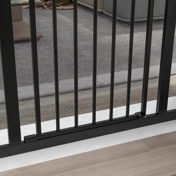 Barreira de Segurança para Cães com Largura Ajustável 74 - 100 cm e Extensões para Escadas e Portas Preto