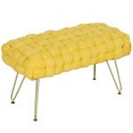 Apoio para os Pés Sala de Estar em Veludo com Pés de Metal e Assento Acolchoado para Dormitório Entrada 76x38x41,5 cm Amarelo