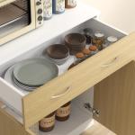Armário de Cozinha com Gaveta 4 Portas e Prateleiras Interiores Ajustável em Altura Móvel 80x40x180 cm Madeira e Branco