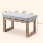 Pousa - pés para Sala de Estar, Banco Baixo Estofado em Linho Sintético com Estrutura de Madeira, Cinzento