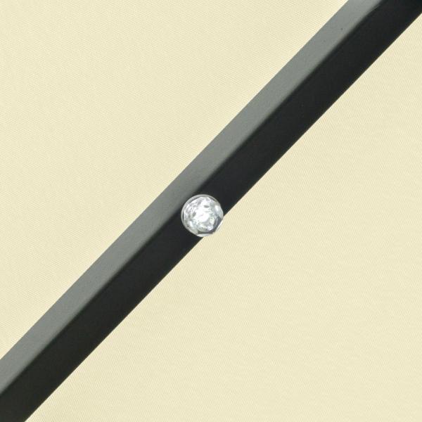 Chapéu de Sol Exterior para Terraço, Ø265 cm, Guarda - sol de Jardim com 32 Luzes LED Solares, Poste de Aço e Manivela de Guarda - sol Inclinável, para Pátio, Terraço, Bege