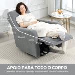Poltrona Relax Reclinável Manual Poltrona Relax de Borreguito com Função de Baloiço 360° Reclinável até 135º 76x94x100 cm Cinza