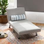 Sofá - Cama Individual Dobrável com Encosto Ajustável 5 Posições, Almofada e Revestimento em Linho Sintético, 75x70x75 cm, Cinzento