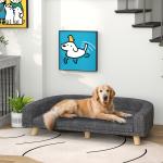 Sofá para Cães Cama Elevada para Cães Estofada com Almofada Lavável e Pés de Madeira de Pinho 98x67x25 cm Cinza Escuro