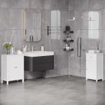 Armário de Casa de Banho com 1 Gaveta 1 Porta e Prateleira Interior Ajustável Móvel Auxiliar de Armazenamento para Sala de Estar Cozinha 43x34x77cm Branco