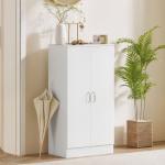 Sapateira de 2 Portas Sapateira para Entrada com 6 Prateleiras Ajustáveis para 14 Pares de Sapatos 55x35x108 cm Branco