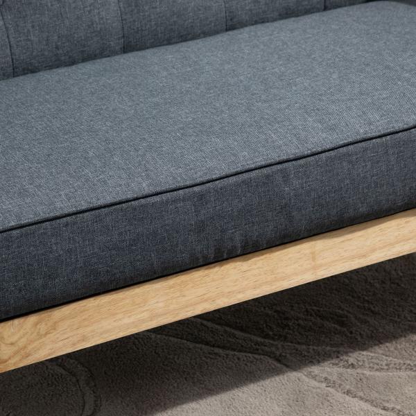 Sofá de 2 Lugares com Encosto e Almofadas Acolchoados Pés de Madeira Antiderrapantes para Sala de estar Dormitório Oficina 114x66x69 cm Cinza