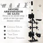 Árvore arranhador para Gatos com Altura Ajustável Plataformas Múltiplas Caverna Cestas e Escadas em Sisal Natural e Pelúcia 60x45x240 - 260 cm Cinza Escuro