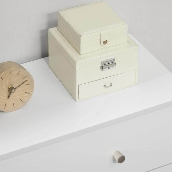 Cómoda com 3 Gavetas com Pés de Madeira de Pinho para Sala de Estar Escritório 80x30x80 cm Branco e Madeira