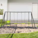 Conjunto de Baloiços Infantil com 2 Baloiços Baloiço Duplo e Estrutura de Aço para Crianças de 3 - 8 Anos 355x184x186 cm Verde