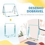 Barra de Ginástica para Crianças Dobrável com Altura Ajustável para Treino em Casa 154x106,2x88,5 - 128,5 cm Azul Celeste