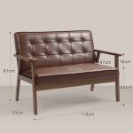 Sofá de 2 Lugares Estofado em Couro PU com Apoio para os Braços de Madeira para Sala de Estar Dormitório115x70x81 cm Marrom