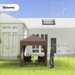 Tenda Dobrável 2x2 m Tenda de Jardim com 4 Paredes Laterais Tecido Oxford 2 Portas 2 Janelas e Bolsa de Transporte Marrom
