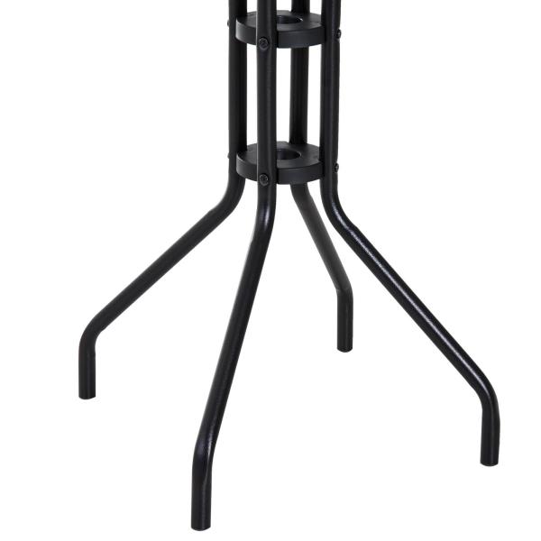Conjunto de Mesa e 2 Cadeiras Cadeira Dobrável Encosto Reclináveis a 4 Níveis Armação de Aço Marrom