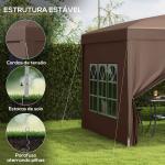 Tenda de Jardim com Paredes Laterais Amovíveis Janelas Porta com Fecho de Correr e Bolsa de Transporte 295x295x196 - 258 cm Café