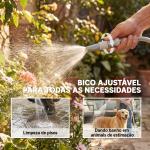 Carretel de Mangueira para Jardim 20+1,9 m com Bico de 2 Modos Bloqueio Automático e Retracção Suporte Orientável 180° Cinza