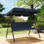 Baloiço de Jardim Exterior de 3 Lugares com Toldo Ajustável e Estrutura de Aço 172x118x153 cm Azul - Marinho