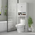 Móvel sobre Sanita Armário para Máquina de Lavar Roupa com 2 Portas Compartimento e Prateleira Ajustável 70x20x175 cm Branco