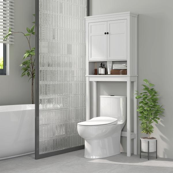 Móvel sobre Sanita Armário para Máquina de Lavar Roupa com 2 Portas Compartimento e Prateleira Ajustável 70x20x175 cm Branco