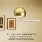 Candeeiro de Pé em Forma de Arco com Altura e Comprimento Ajustáveis com Interruptor de Pé 110 - 115x30x170 - 180 cm Dourado e Preto