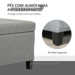 Banco de Armazenamento Acolchoado Banco Estofado em Linho Tampa com Abertura 125x49x41,5 cm Cinza