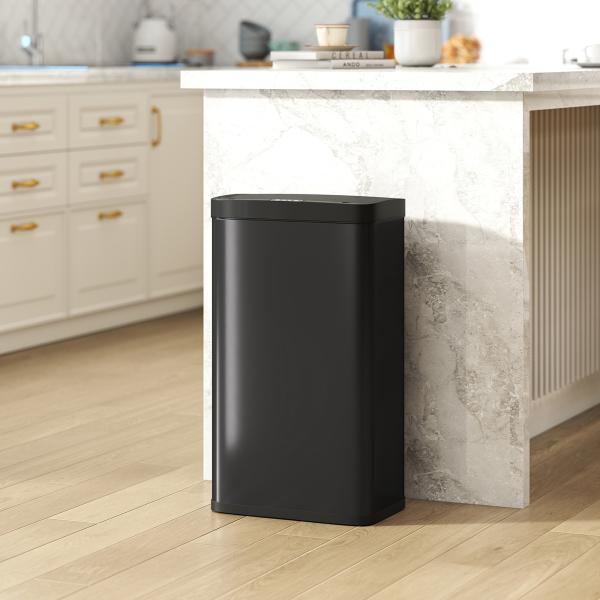 Balde do Lixo de Cozinha Automático 45 L com Sensor Infravermelho Fecho Suave 38x25,5x67,5 cm Preto