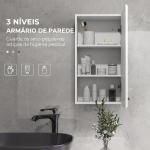 Móvel de Casa de Banho Suspenso com Prateleira Ajustável para Cozinha Lavandaria Quarto Branco Brilhante