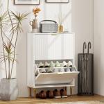 Sapateira Estreita Sapateira para Entrada com Prateleiras Ajustáveis para 12 Pares de Sapatos 60x24x91,5 cm Branco