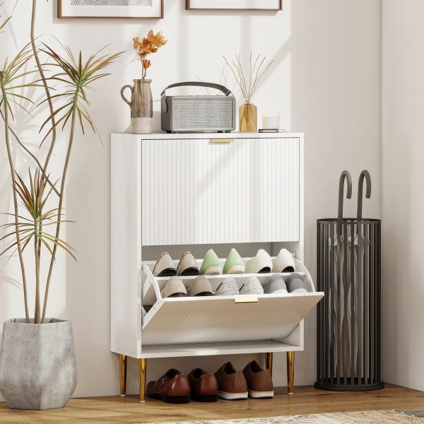 Sapateira Estreita Sapateira para Entrada com Prateleiras Ajustáveis para 12 Pares de Sapatos 60x24x91,5 cm Branco