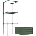 Floreira Grande com Treliça e Base Aberta para Plantas Trepadoras 61x61x140 cm Verde