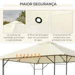 Pérgola de Jardim 3x3x2,6m Pérgola de Exterior com Estrutura de Aço e Toldo com Proteção UV 300x300x260 cm Creme